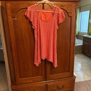 Source Unknown Coral Lace Blouse